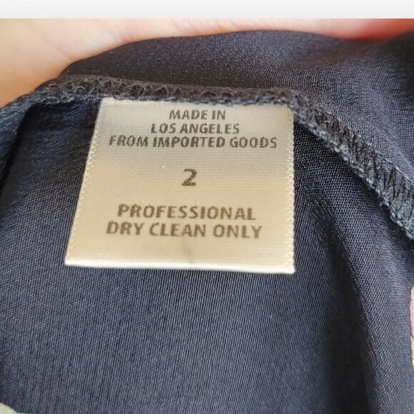 Stone Cold Fox Black Tropical Silk Wrap Mini Dress Long Sleeve XS Boho LA - Picture 8 of 11